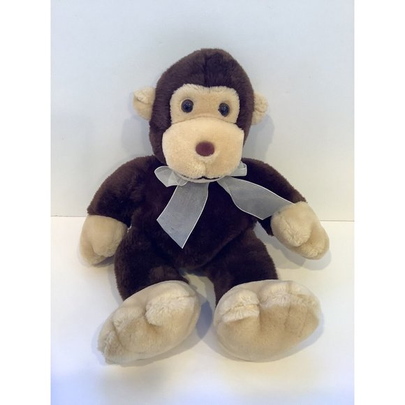 Kellytoy Brown Monkey Plush Stuffed Animal Lovey Soft Toy With Cream Bow - Picture 1 of 6